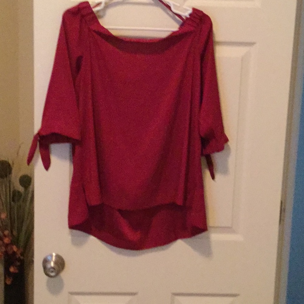 Off the shoulder top with tie sleeves